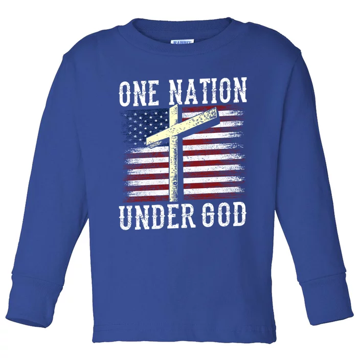 One Nation Under God America American Us Usa Patriotic Us Gift Toddler Long Sleeve Shirt