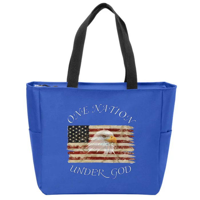 One Nation Under God Flag Christian Gift Zip Tote Bag