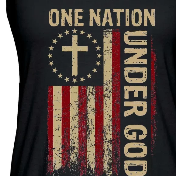 One Nation Under God Flag 4th Of July Patriotic Ladies Essential Flowy Tank