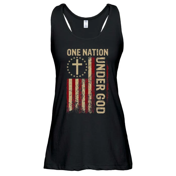 One Nation Under God Flag 4th Of July Patriotic Ladies Essential Flowy Tank