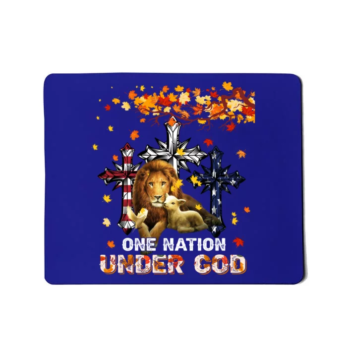 One Nation Under God American Flag Faith Cross Fall Season Cool Gift Mousepad