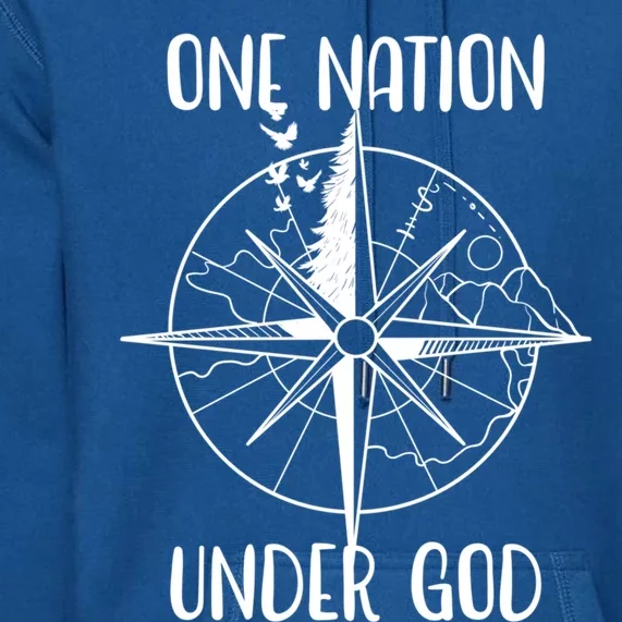 One Nation Under God Oneline Compass Patriotic Christian Gift Premium Hoodie