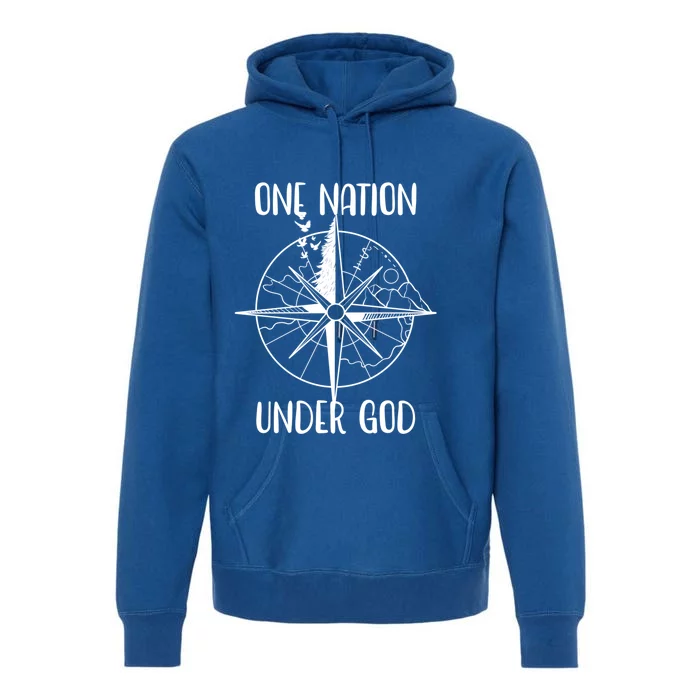 One Nation Under God Oneline Compass Patriotic Christian Gift Premium Hoodie