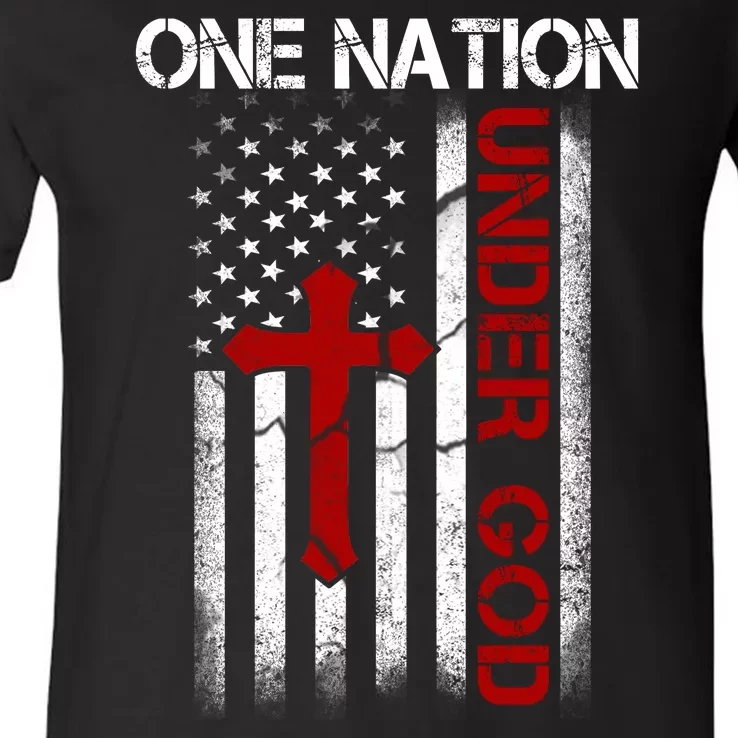 One Nation Under God American Christian Flag V-Neck T-Shirt