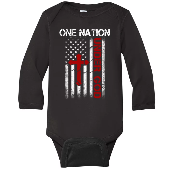 One Nation Under God American Christian Flag Baby Long Sleeve Bodysuit