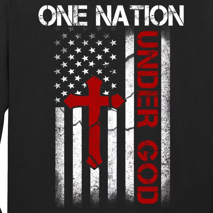 One Nation Under God American Christian Flag Tall Long Sleeve T-Shirt