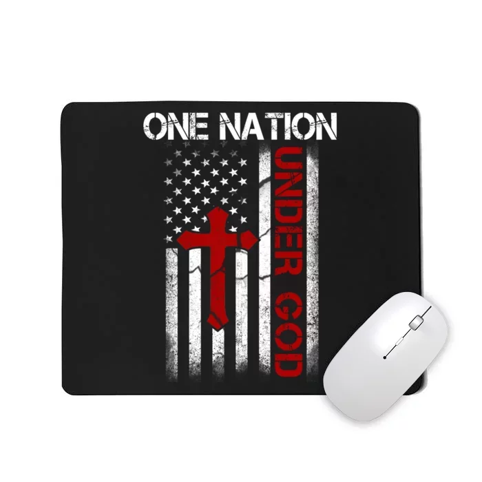 One Nation Under God American Christian Flag Mousepad