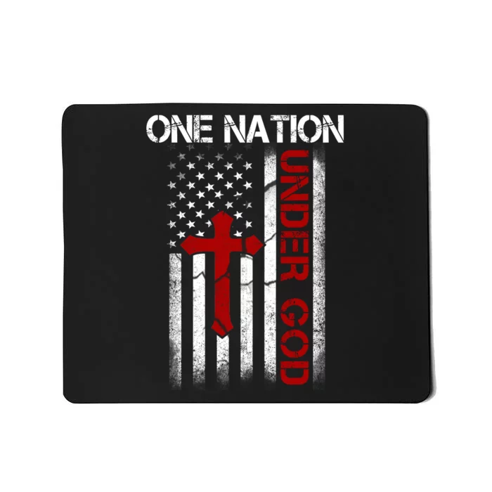 One Nation Under God American Christian Flag Mousepad