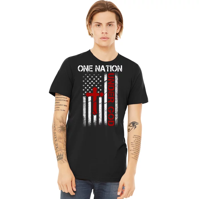 One Nation Under God American Christian Flag Premium T-Shirt