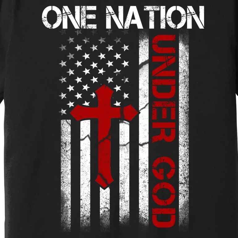 One Nation Under God American Christian Flag Premium T-Shirt