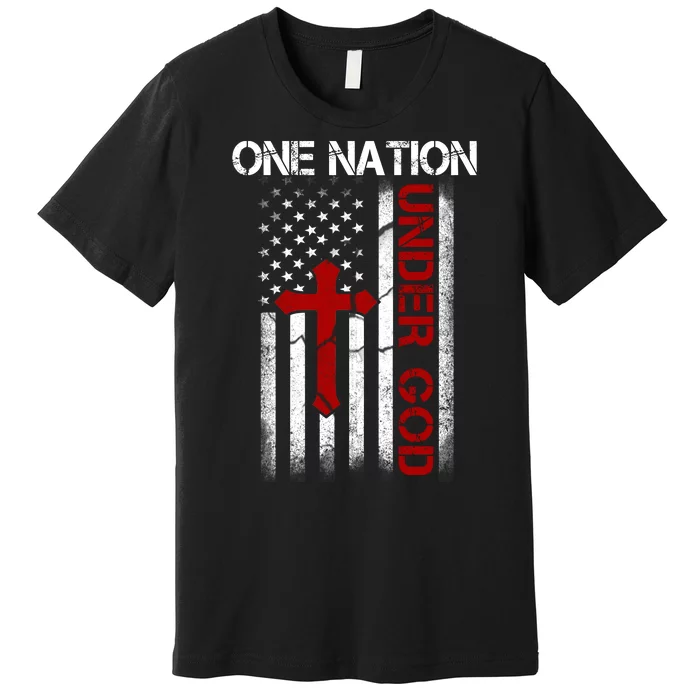 One Nation Under God American Christian Flag Premium T-Shirt