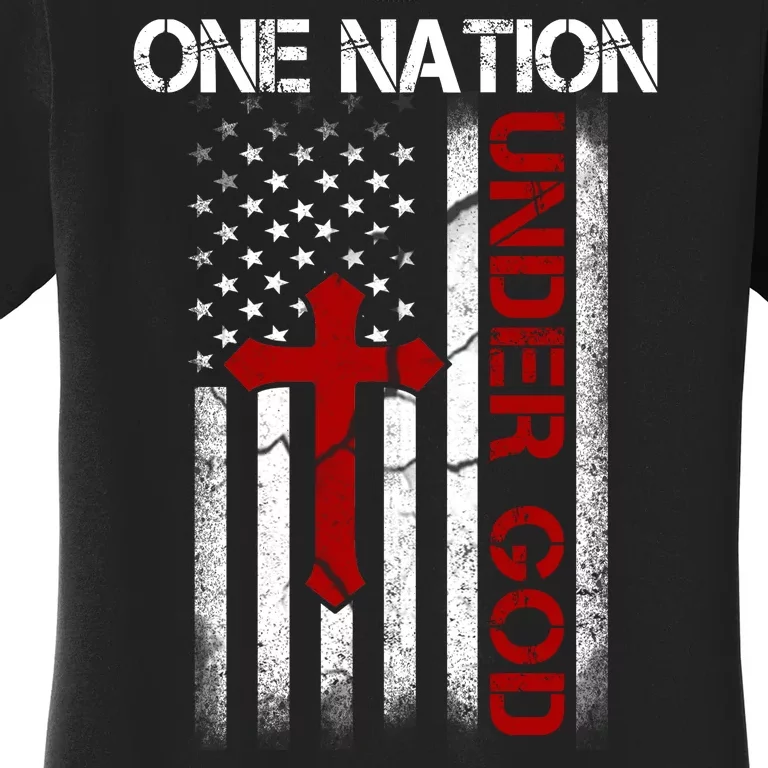 One Nation Under God American Christian Flag Women's T-Shirt