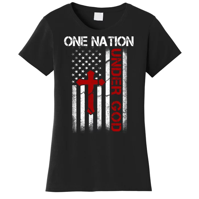 One Nation Under God American Christian Flag Women's T-Shirt