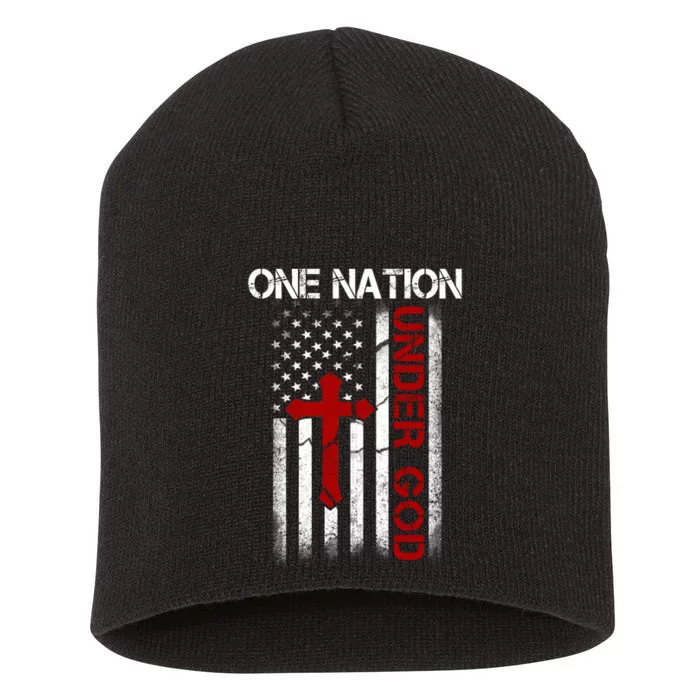 One Nation Under God American Christian Flag Short Acrylic Beanie