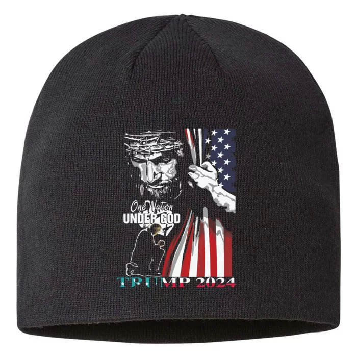 One Nation Under God Trump 2024 God American Flag 8 1/2in Sustainable Knit Beanie