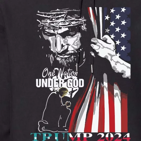 One Nation Under God Trump 2024 God American Flag Premium Hoodie