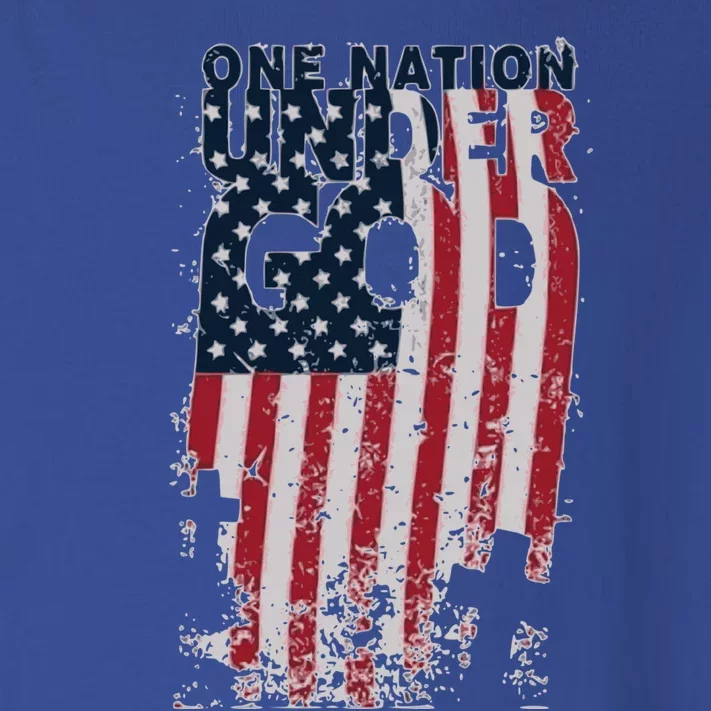 One Nation Under God Christian Cross American Flag Gift Toddler Long Sleeve Shirt