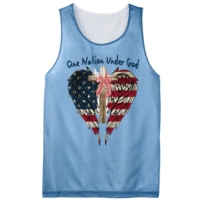 One Nation Under God Flag 4th Of July Patriotic Christian Mesh Reversible Basketball Jersey Tank