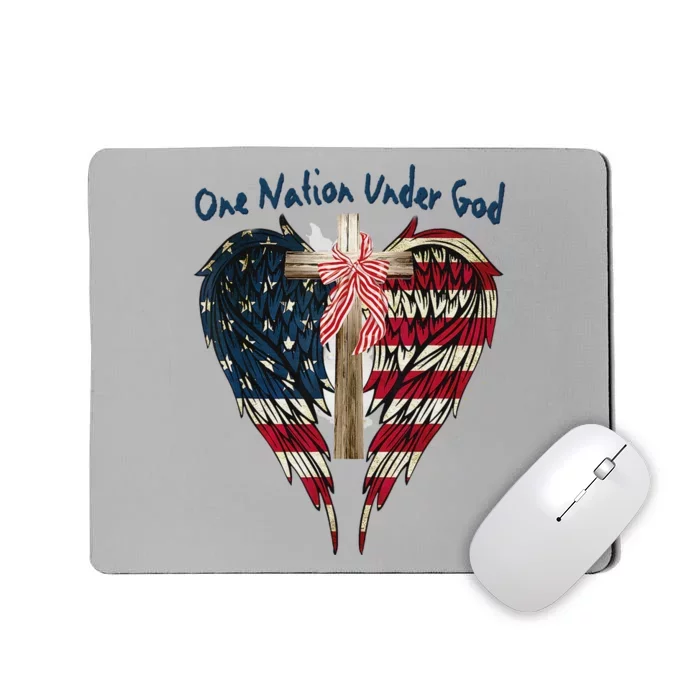 One Nation Under God Flag 4th Of July Patriotic Christian Mousepad