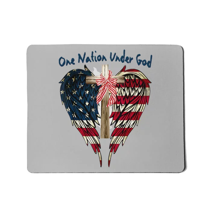 One Nation Under God Flag 4th Of July Patriotic Christian Mousepad