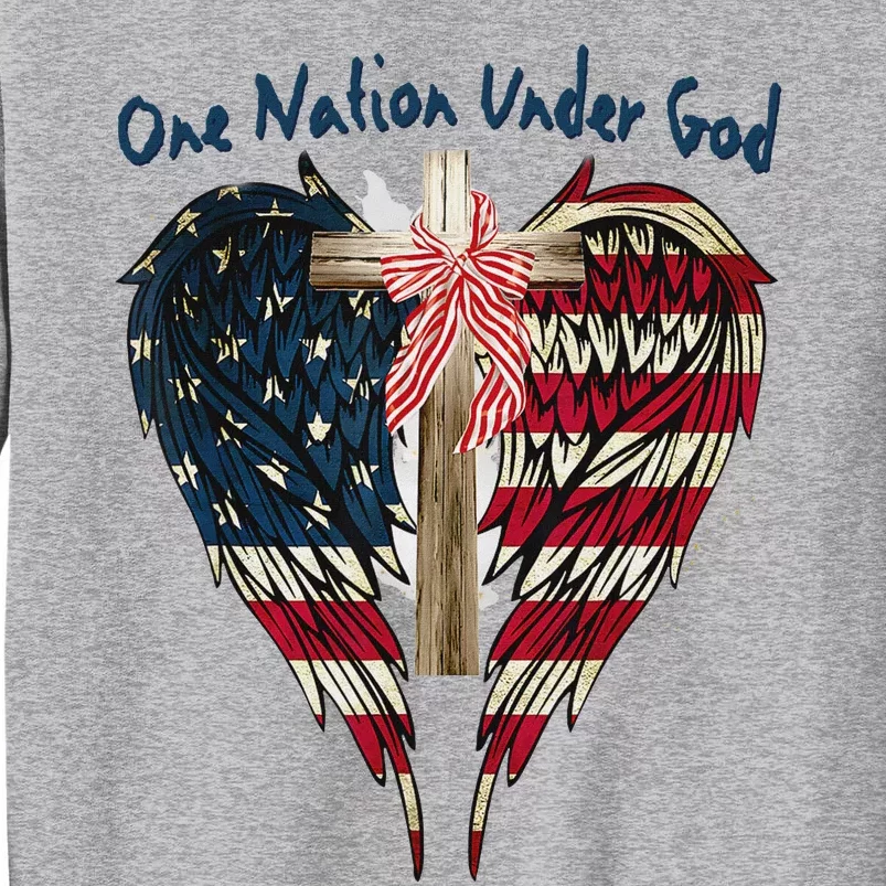 One Nation Under God Flag 4th Of July Patriotic Christian Tall Sweatshirt