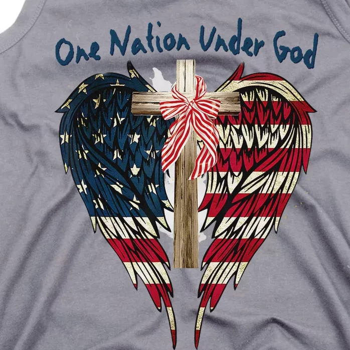 One Nation Under God Flag 4th Of July Patriotic Christian Tank Top