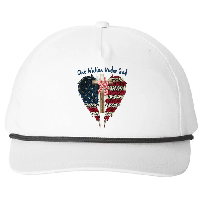 One Nation Under God Flag 4th Of July Patriotic Christian Snapback Five-Panel Rope Hat