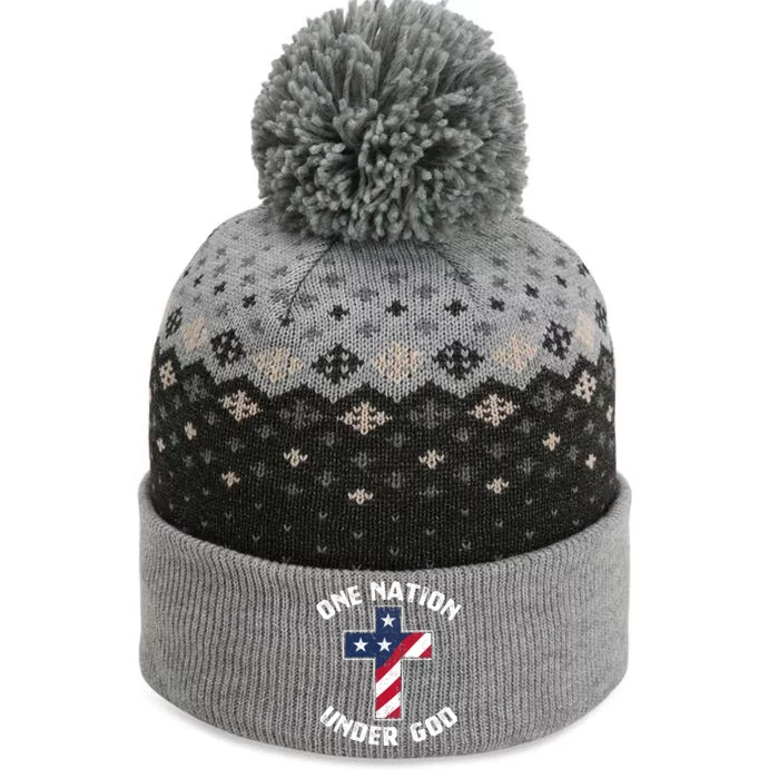 One Nation Under God Patriotic Christian Meaningful Gift The Baniff Cuffed Pom Beanie