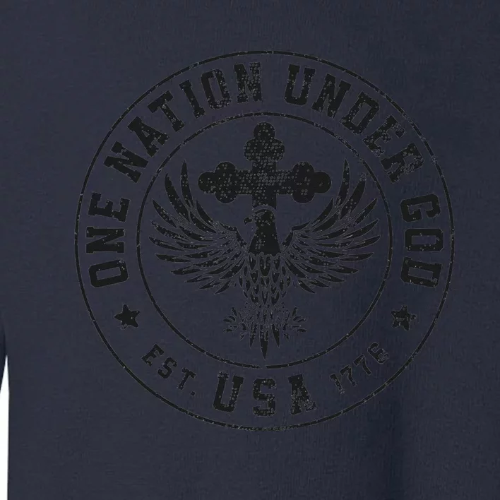 One Nation Under God USA Christian Cross Bald Eagle Toddler Sweatshirt