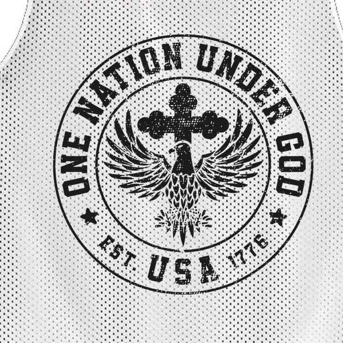 One Nation Under God USA Christian Cross Bald Eagle Mesh Reversible Basketball Jersey Tank