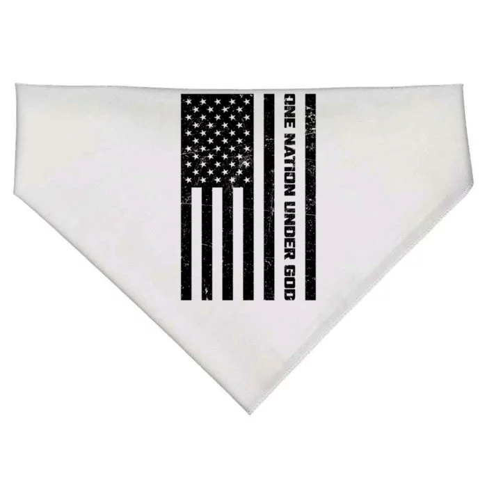 "One Nation Under God" Vintage Black U S Flag Design Great Gift USA-Made Doggie Bandana