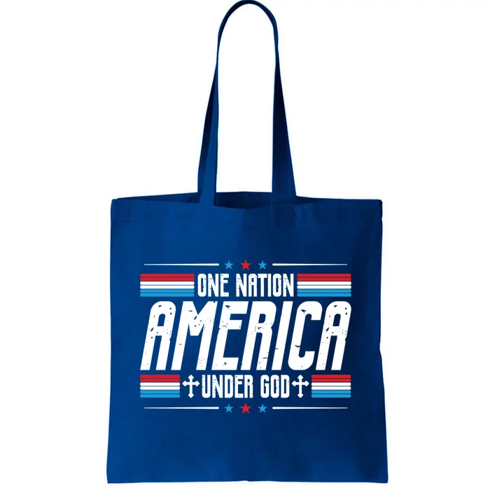 One Nation Under God Patriotic Christian Usa Flag Distressed Gift Tote Bag