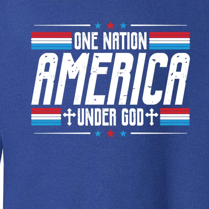 One Nation Under God Patriotic Christian Usa Flag Distressed Gift Toddler Sweatshirt