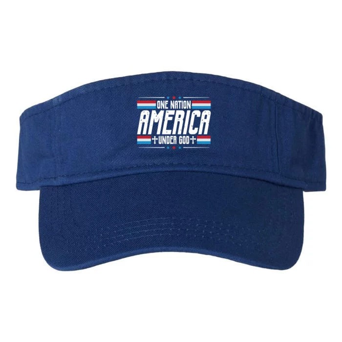 One Nation Under God Patriotic Christian Usa Flag Distressed Gift Valucap Bio-Washed Visor