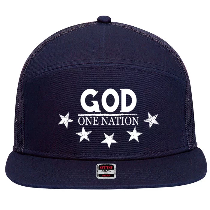 One Nation Under God Proud American Patriotic Gift 7 Panel Mesh Trucker Snapback Hat