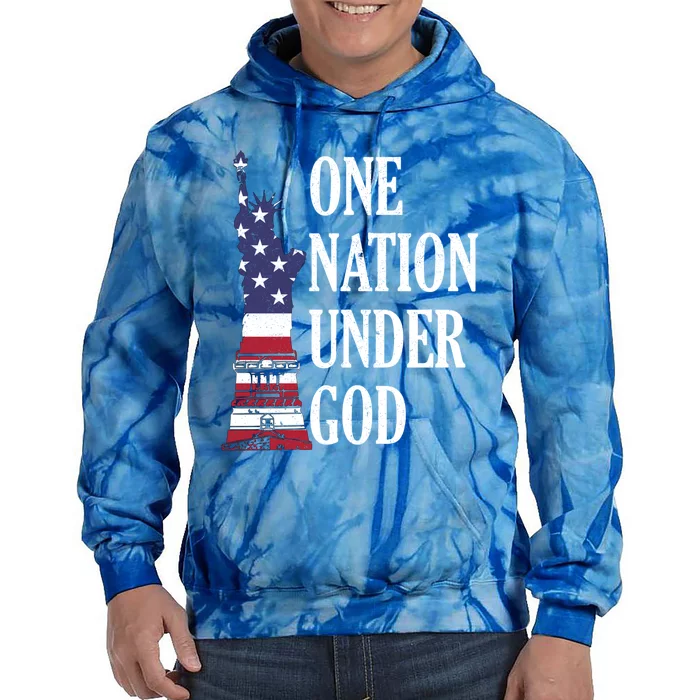 One Nation Under God Patriotic American Tee Gift Tie Dye Hoodie