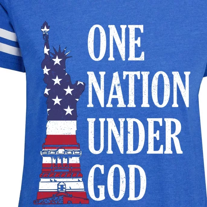 One Nation Under God Patriotic American Tee Gift Enza Ladies Jersey Football T-Shirt