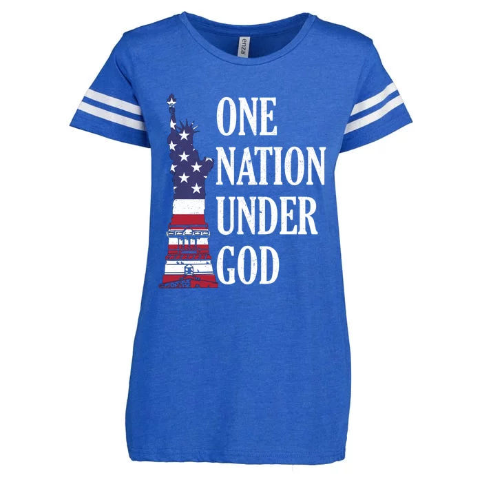 One Nation Under God Patriotic American Tee Gift Enza Ladies Jersey Football T-Shirt