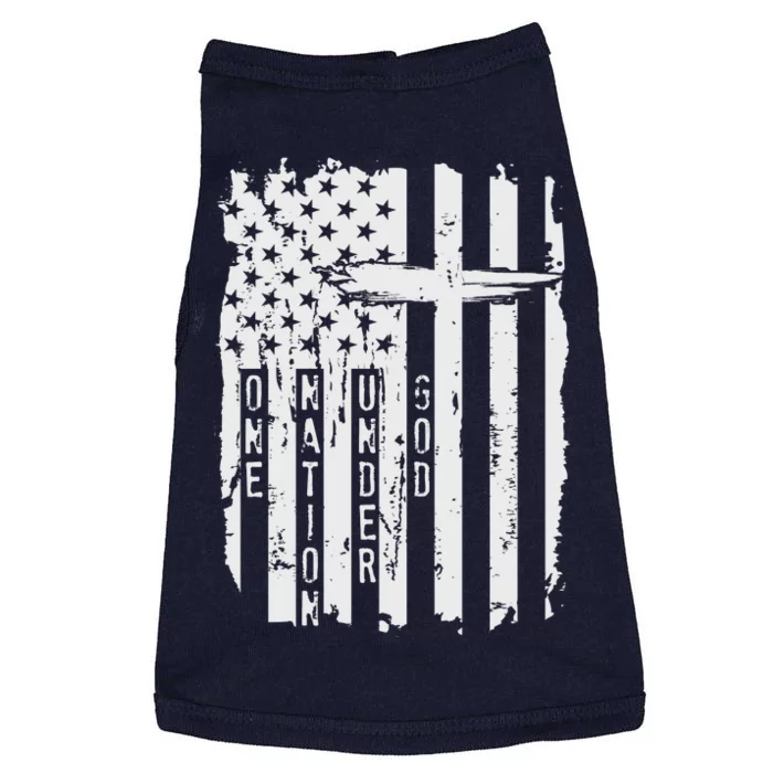 One Nation Under God Grunge Distressed USA American Flag Doggie Tank