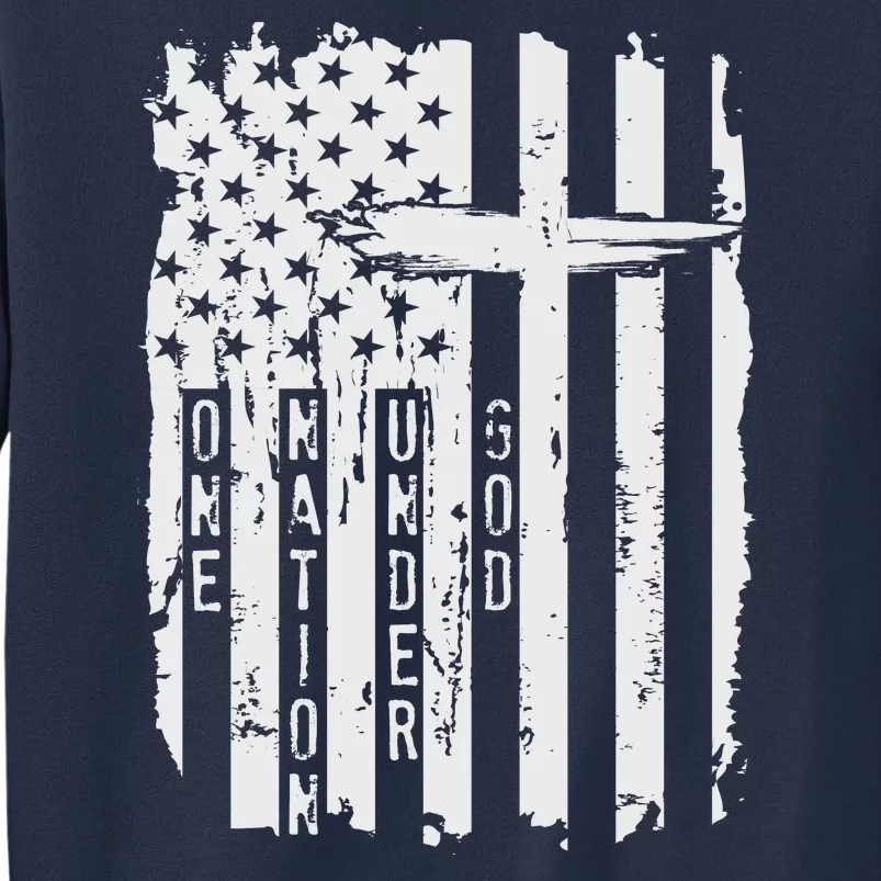 One Nation Under God Grunge Distressed USA American Flag Sweatshirt