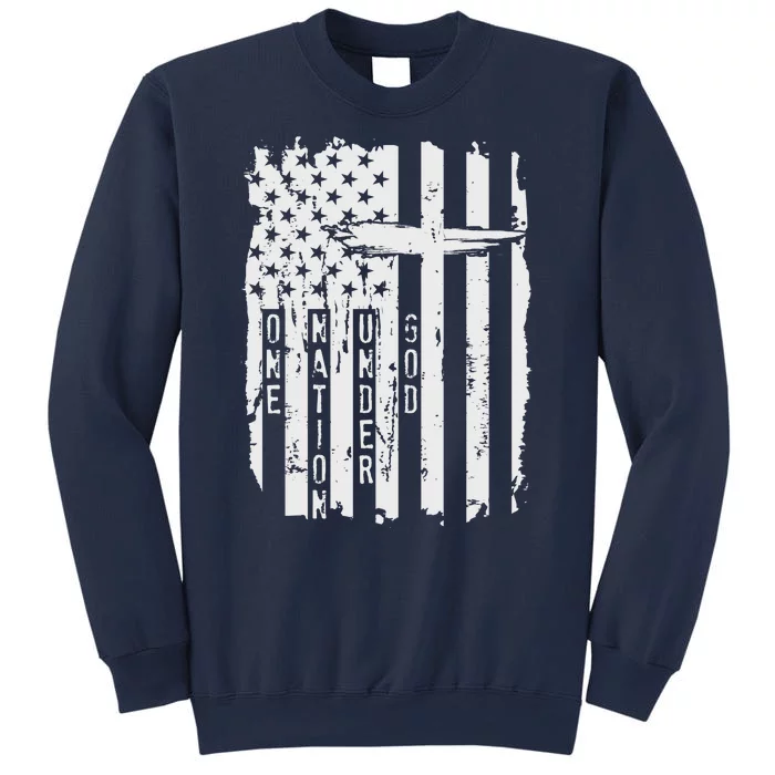 One Nation Under God Grunge Distressed USA American Flag Sweatshirt