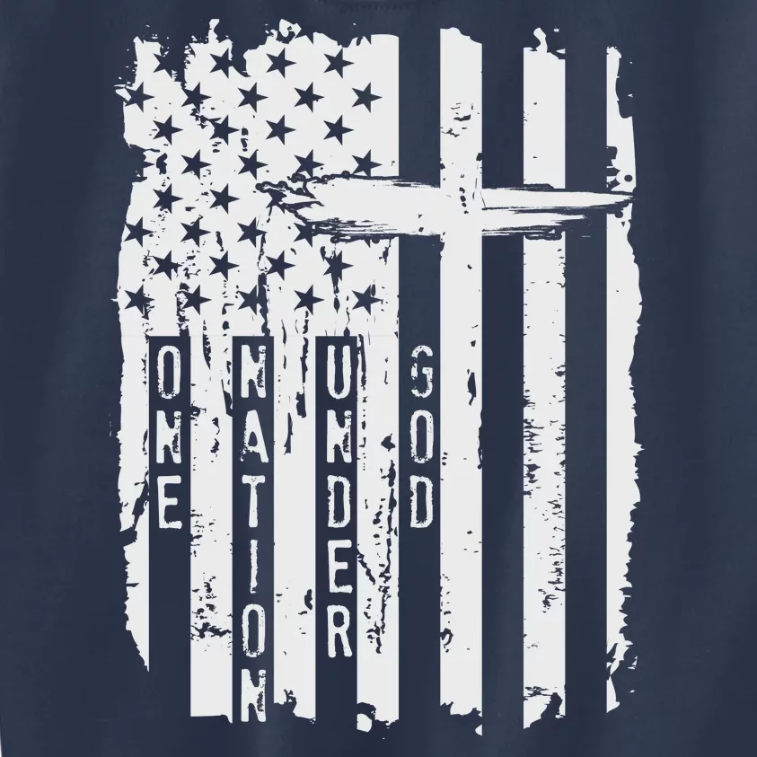 One Nation Under God Grunge Distressed USA American Flag Kids Sweatshirt