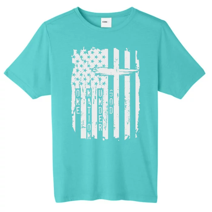 One Nation Under God Grunge Distressed USA American Flag ChromaSoft Performance T-Shirt