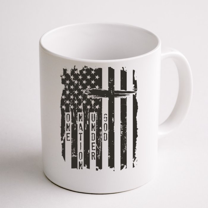 One Nation Under God Grunge Distressed USA American Flag Front & Back Coffee Mug