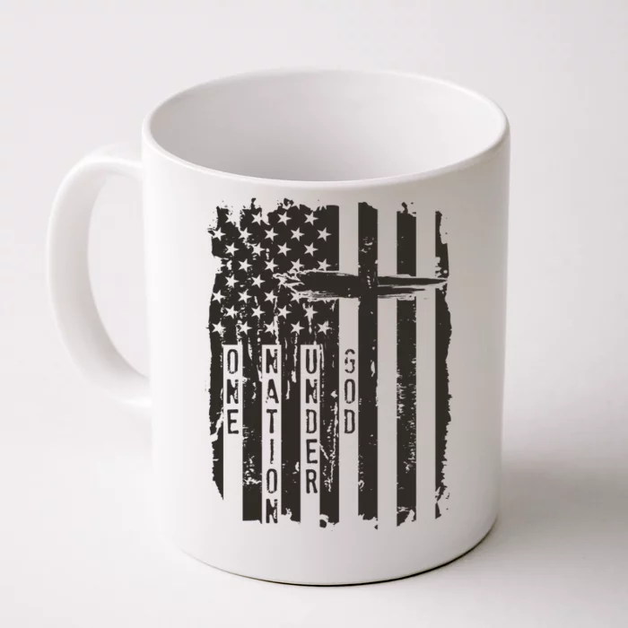 One Nation Under God Grunge Distressed USA American Flag Front & Back Coffee Mug