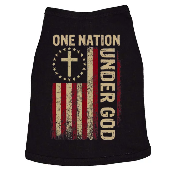 One Nation Under God Flag 4th Of July Patriotic Christian Doggie Tank