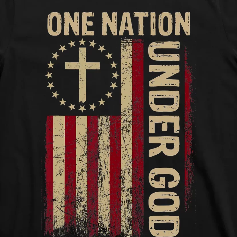 One Nation Under God Flag 4th Of July Patriotic Christian T-Shirt