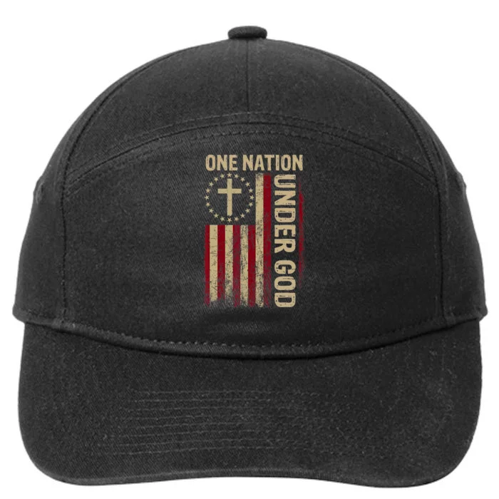 One Nation Under God Flag 4th Of July Patriotic Christian 7-Panel Snapback Hat