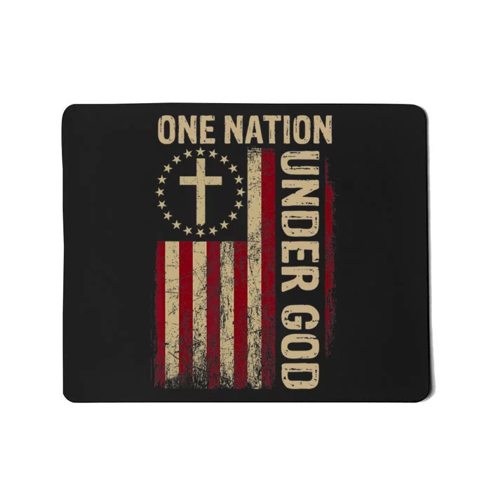 One Nation Under God Flag 4th Of July Patriotic Christian Mousepad