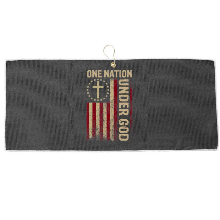 One Nation Under God Flag 4th Of July Patriotic Christian Large Microfiber Waffle Golf Towel